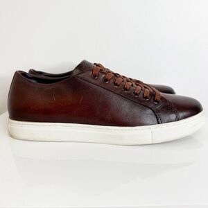 Studio Belvedere Cognac Brown Leather James Sneaker Low Top Men's Size 8.5 D